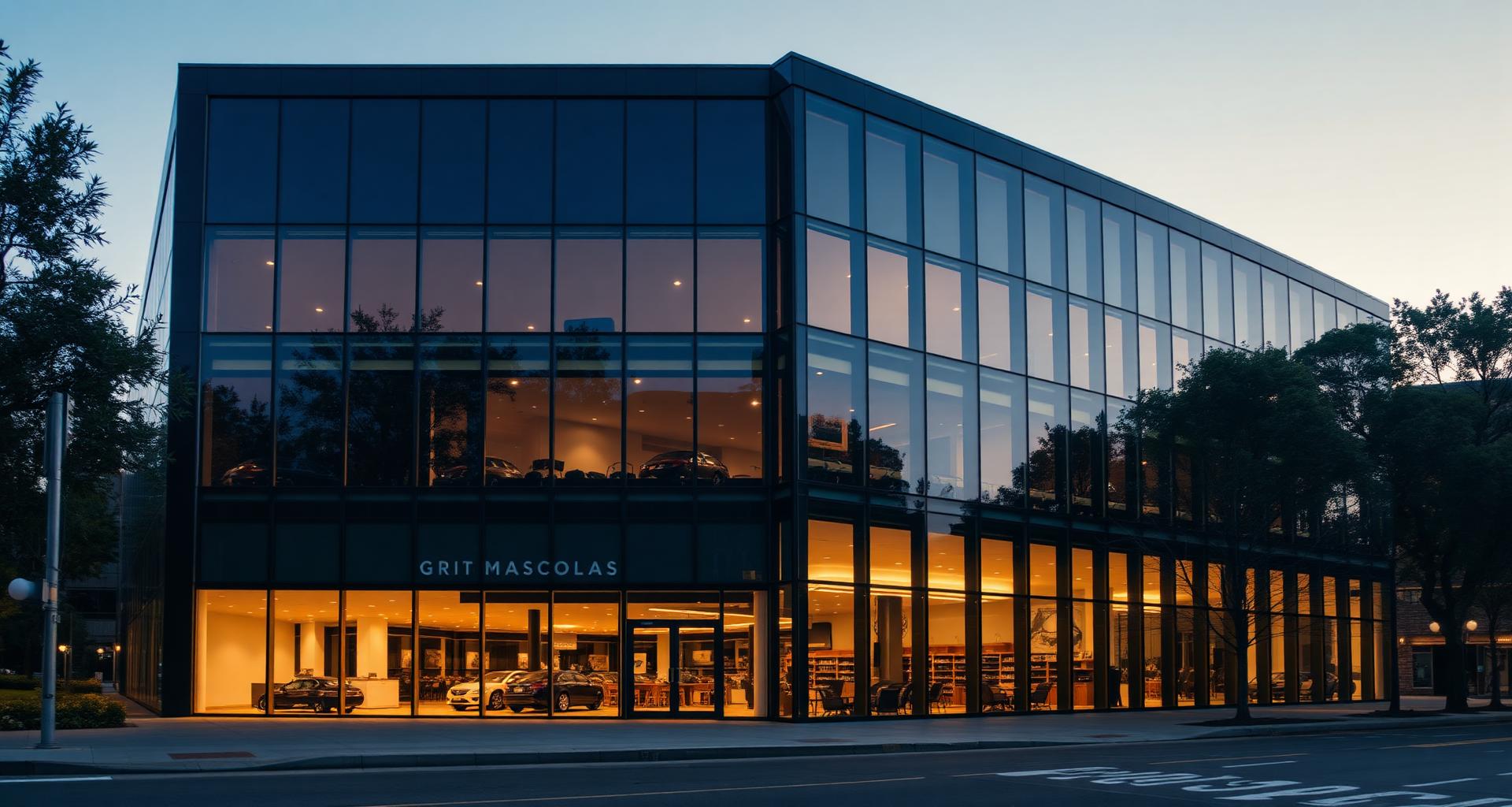 Modern Adelaide commercial building exterior at dusk